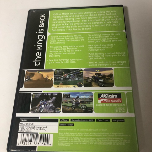Jeremy McGrath: Supercross World Video Game- (PS2, 2001) *CIB - Picture 2 of 4